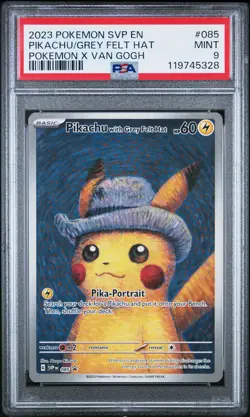 2023 POKEMON SVP EN-SV BLACK STAR PROMO #085 PIKACHU WITH GREY FELT HAT PSA 9 - Image 1