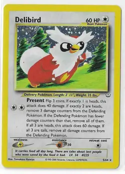 Delibird 5/64 Neo Revelation Unlimited Holo Foil Rare Pokemon TCG Card NM - Image 1