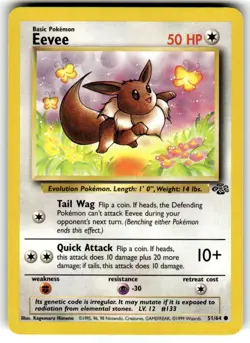 Pokemon Card Eevee 51/64 Jungle Unlimited Vintage VLP - Image 1