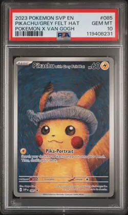 2023 POKEMON SVP EN-SV BLACK STAR PROMO #085 PIKACHU WITH GREY FELT HAT PSA 10 - Image 1