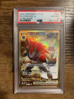 Pokemon N's Zoroark EX Gold Journey Together 2025 Card 189/159 PSA 10 - Image 1