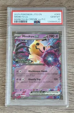 2025 POKEMON JTG EN-JOURNEY TOGETHER #069 MIMIKYU EX STAMPED PROMO PSA 10 LowPop - Image 1