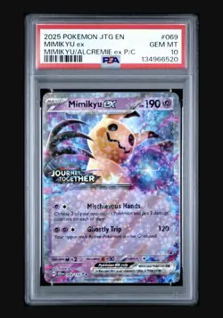 2025 POKEMON JTG EN-JOURNEY TOGETHER #069 MIMIKYU EX STAMPED PROMO PSA 10 LowPop - Image 3