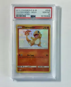 Pokemon Charmander Shiny Sun & Moon Hidden Fates Holo #SV6 PSA 10 - Image 1