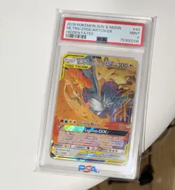 2019 POKEMON HIDDEN FATES 44/68 MOLTRES ZAPDOS ARTICUNO GX TAG TEAM PSA 9 - Image 1