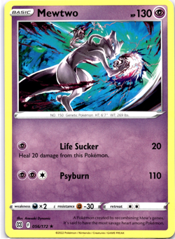 Pokemon TCG Mewtwo 056/172 Brilliant Stars Regular Non Holo Rare Near Mint - Image 1