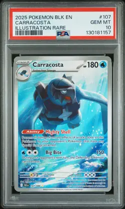 2025 POKEMON BLK EN-BLACK BOLT ILLUSTRATION RARE #107 CARRACOSTA PSA 10 - Image 1