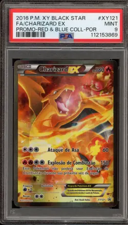Pokemon Charizard EX Red & Blue Coll. PORTUGUESE Full Art Promo XY121 PSA 9 Mint - Image 1