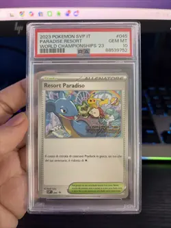 Pokemon Card PSA 10 Paradise Resort ITALIAN IT SVP 045 Worlds World Promo 2023 - Image 1