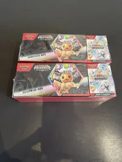 Lot Of 2 Sam’s Club Pokemon Prismatic Evolutions Surprise Boxe & Booster Bundle - Image 1