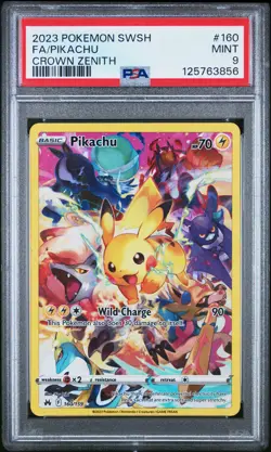 2023 POKEMON SWORD & SHIELD CROWN ZENITH #160 FULL ART/PIKACHU PSA 9 - Image 1