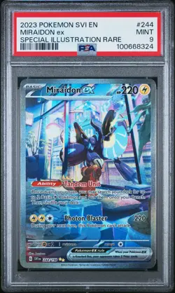 2023 POKEMON SVI EN-SCARLET & VIOLET SPECIAL ILLUSTRATION RARE MIRAIDON EX PSA 9 - Image 1