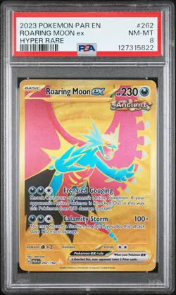 2023 POKEMON PAR EN-PARADOX RIFT HYPER RARE #262 ROARING MOON EX PSA 8 - Image 1