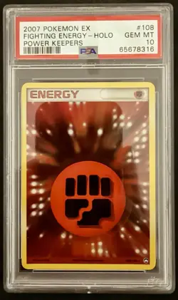 Pokemon Fighting Energy Holo # 108 EX Power Keepers 2007 PSA 10 - Image 1