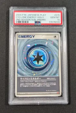 Pokemon Japanese Holo Cyclone Energy 015/PLAY PSA 10 GEM MINT 2nd Season Promo - Image 1