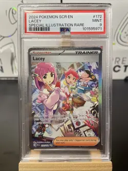 2024 Pokemon Stellar Crown Lacey 172/142 Ultra Rare PSA 9 MINT (465) - Image 1