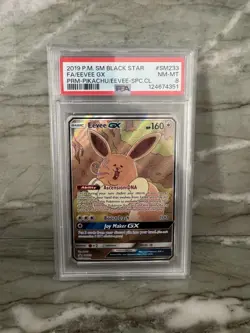 Pokemon Eevee GX Full Art Holo Card Black Star Promo SM233 PSA 8 - Image 1
