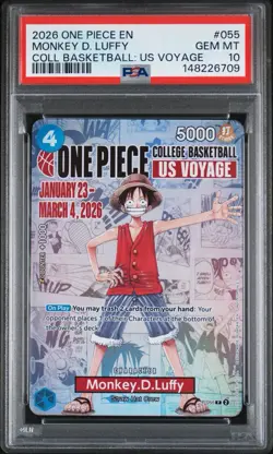 PSA 10 One Piece Card Monkey D. Luffy US College Basketball Voyage Promo - Image 1