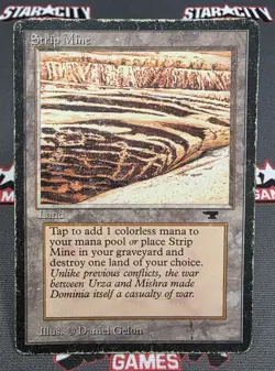 MTG Strip Mine (No Sky, No Tower)- DAMAGED -Antiquities Magic the Gathering Card - Image 1