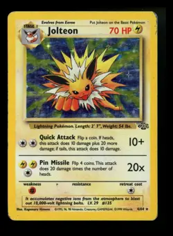 Jolteon 4/64 Jungle 1999 Holo Rare WOTC Pokemon Card TCG - Image 1