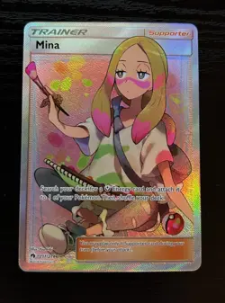Pokemon Mina 211/214 Lost Thunder Full Art Trainer Supporter Ultra Rare Holo NM - Image 1