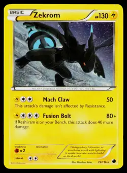 Zekrom Holo #39/116 Rare Pokemon Plasma Freeze NM - Image 1