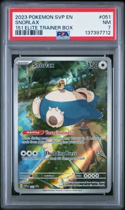 2023 POKEMON SVP EN-SV BLACK STAR PROMO 151 ELITE TRAINER BOX #051 SNORLAX PSA 7 - Image 1