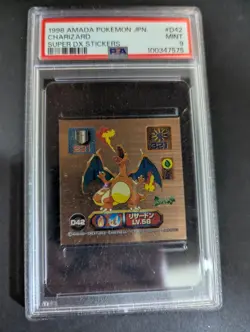 1998 AMADA POKEMON JAPANESE #D42 CHARIZARD SUPER DX STICKERS PSA9 - Image 1