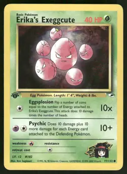 Pokemon Cards Erika's Exeggcute 77/132 1ST EDITION Gym Heroes WOTC Common NM *2 - Image 1