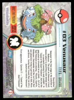 Pokemon Cards Venusaur #3 Topps Trading Cards Series 1 LP *2 - Image 2