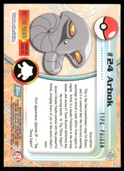 Pokemon Cards Arbok #24 Topps Trading Cards Series 1 LP *1 - Image 2