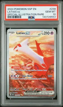 2024 POKEMON SSP EN-SURGING SPARKS SPECIAL ILLUSTRATION RARE LATIAS EX PSA 10 - Image 1