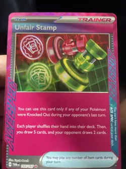Pokemon TCG Unfair Stamp Scarlet & Violet Twilight Masquerade Holo Card 165/167 - Image 1
