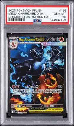 2025 POKEMON PFL EN-PHANTASMAL FLAMES #125 MEGA CHARIZARD X EX PSA 10 - Image 1