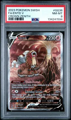 ENTEI V 2023 Pokemon #GG36/GG70 PSA 8 Mint Crown Zenith Full Art - Image 1