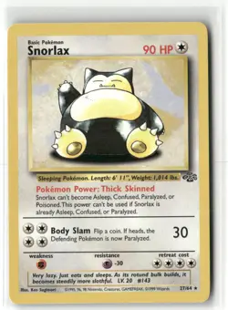 Pokemon Snorlax (27) 27/64 Unlimited Jungle Rare - Image 1
