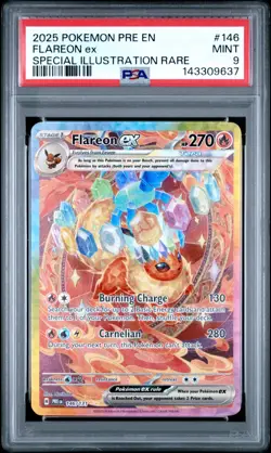 2025 POKEMON PRE EN-PRISMATIC EVOLUTIONS #146 FLAREON EX PSA 9 - Image 1