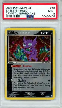 2006 Pokemon EX Crystal Guardians Sableye #10 Holo PSA 9 MINT *Swirl* - Image 1