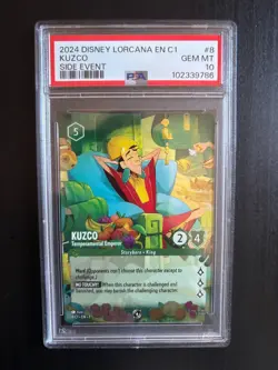 Kuzco Temperamental Emperor SIDE EVENT Disney Lorcana 2024 #8 PSA 10 (NON FOIL) - Image 1