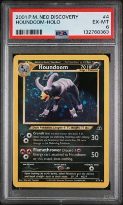 Pokemon TCG 🌀 Houndoom Neo Discovery Rare Holo Foil Card 4/75 Unlimited PSA 6 - Image 1