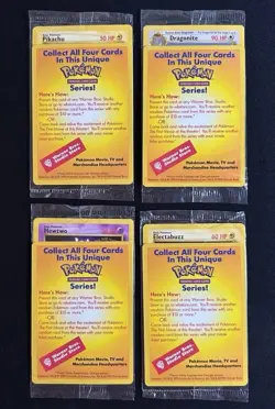 SEALED Set of 4 Black Star Promo WB Movie Pokemon Cards (Pikachu, Dragonite, +) - Image 1