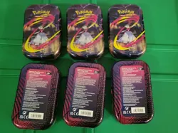 Lot of 6 Pokemon EMPTY Mega Evolution Mini Tins with Puzzle Cards & Stickers - Image 2