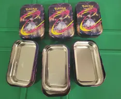 Lot of 6 Pokemon EMPTY Mega Evolution Mini Tins with Puzzle Cards & Stickers - Image 3
