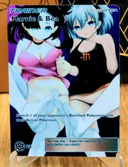 Pokemon Marnie & Bea Anima Waifu Sexy Doujin ACG DIY Trainer Full Art Card Holo - Image 1
