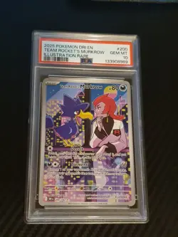 Team Rocket’s Murkrow 200/182 PSA 10 Destined Rivals Pokemon Card - Image 1