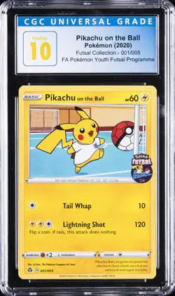 2020 POKEMON FUTSAL COLL #001 PIKACHU ON THE BALL CGC 10 PERFECT - Image 1