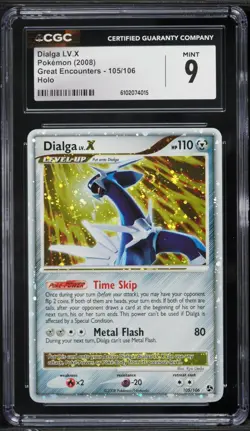 CGC 9 Dialga LV. X Holo Rare Great Encounters 2008 Pokemon Card #105 - Image 1