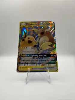 Pokemon Raichu & Alolan Raichu GX 54/236 Ultra Rare Holo TAG TEAM Unified Minds - Image 1