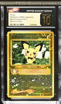 CGC 10 PRISTINE ⭐ Pokemon Pichu 172 Premium Neo File Reverse Promo Japanese 123 - Image 1