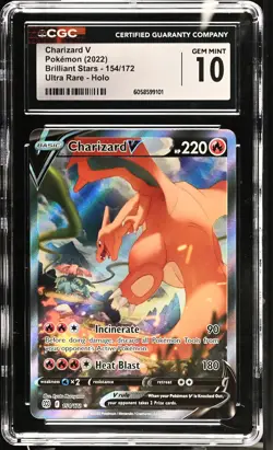 CHARIZARD V Brilliant Stars Holo Alt Art #154 CGC 10 Gem Mint Pokemon - Image 1